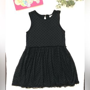 Zara Girls Black with Sheer Dotted Overlay Dressy Holiday Party Dress Size 11-12